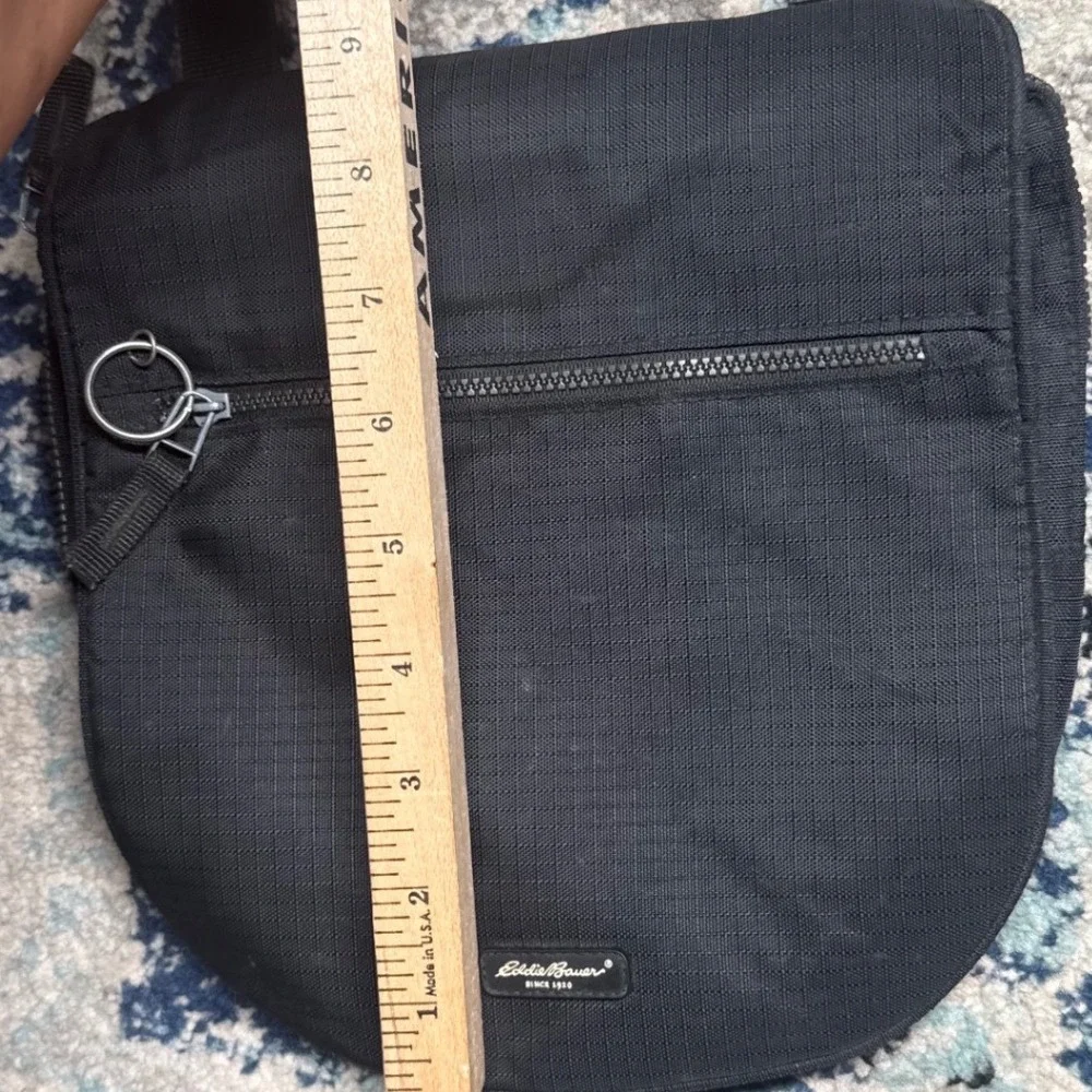 Eddie Bauer Black Nylon Ripstop Crossbody Messenger Bag Utility Travel Organizer